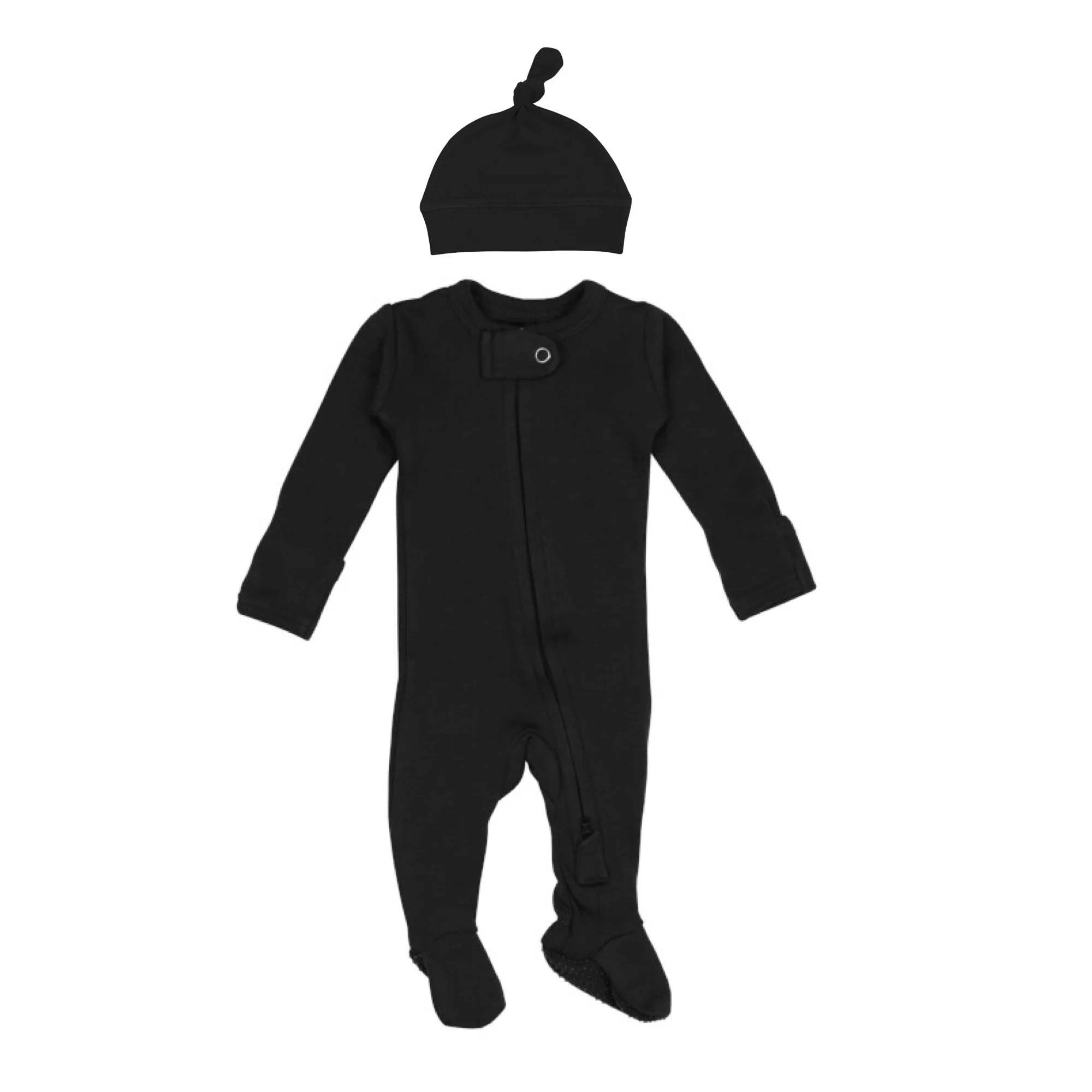 Black Organic 2-Way Zipper Footie - Image 3
