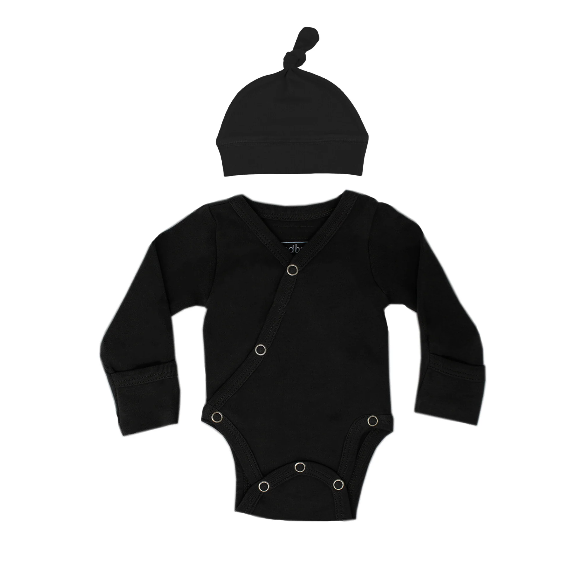 Black Organic Long Sleeve Kimono Bodysuit - Image 3