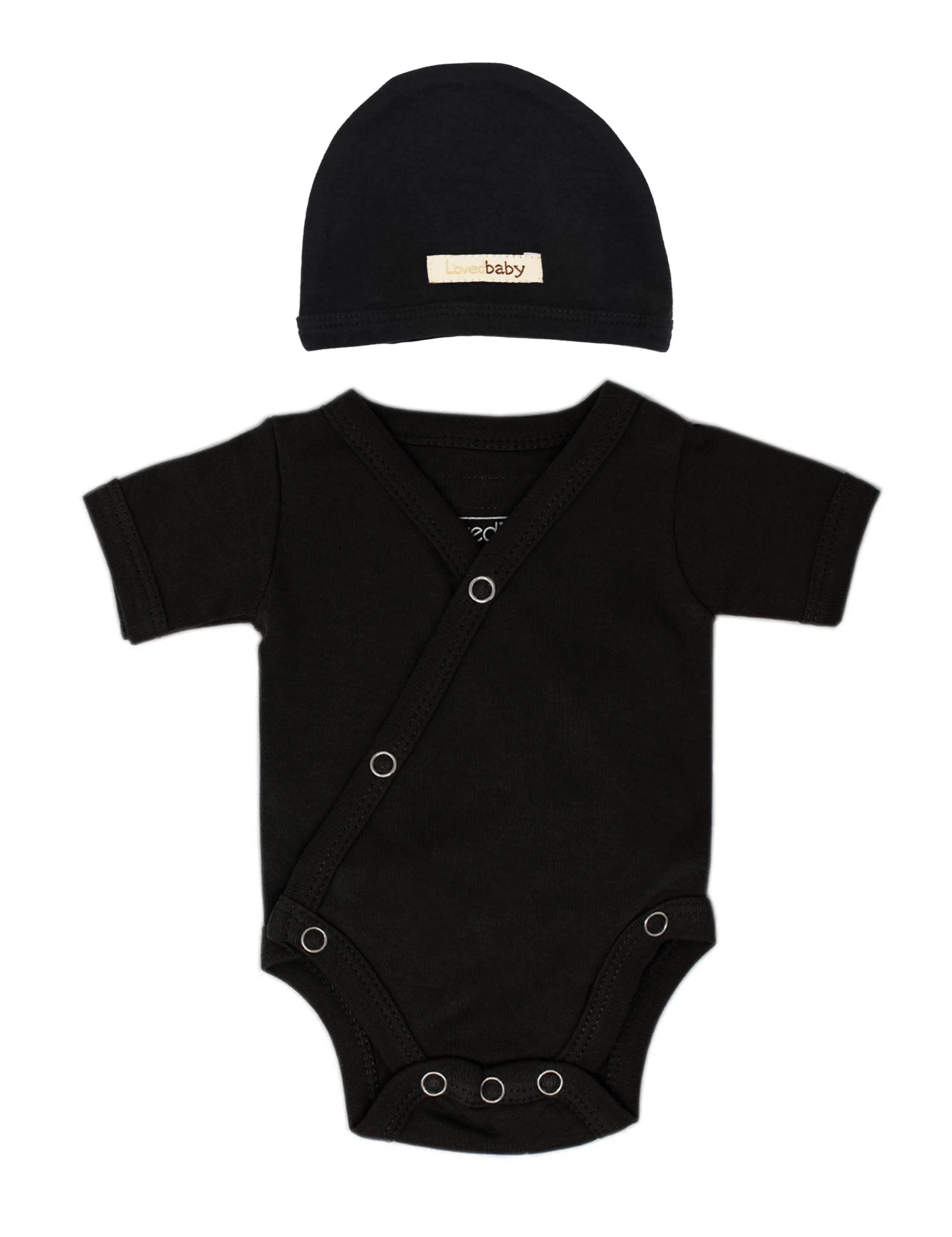 Black Organic Short Sleeve Kimono Bodysuit - Image 2