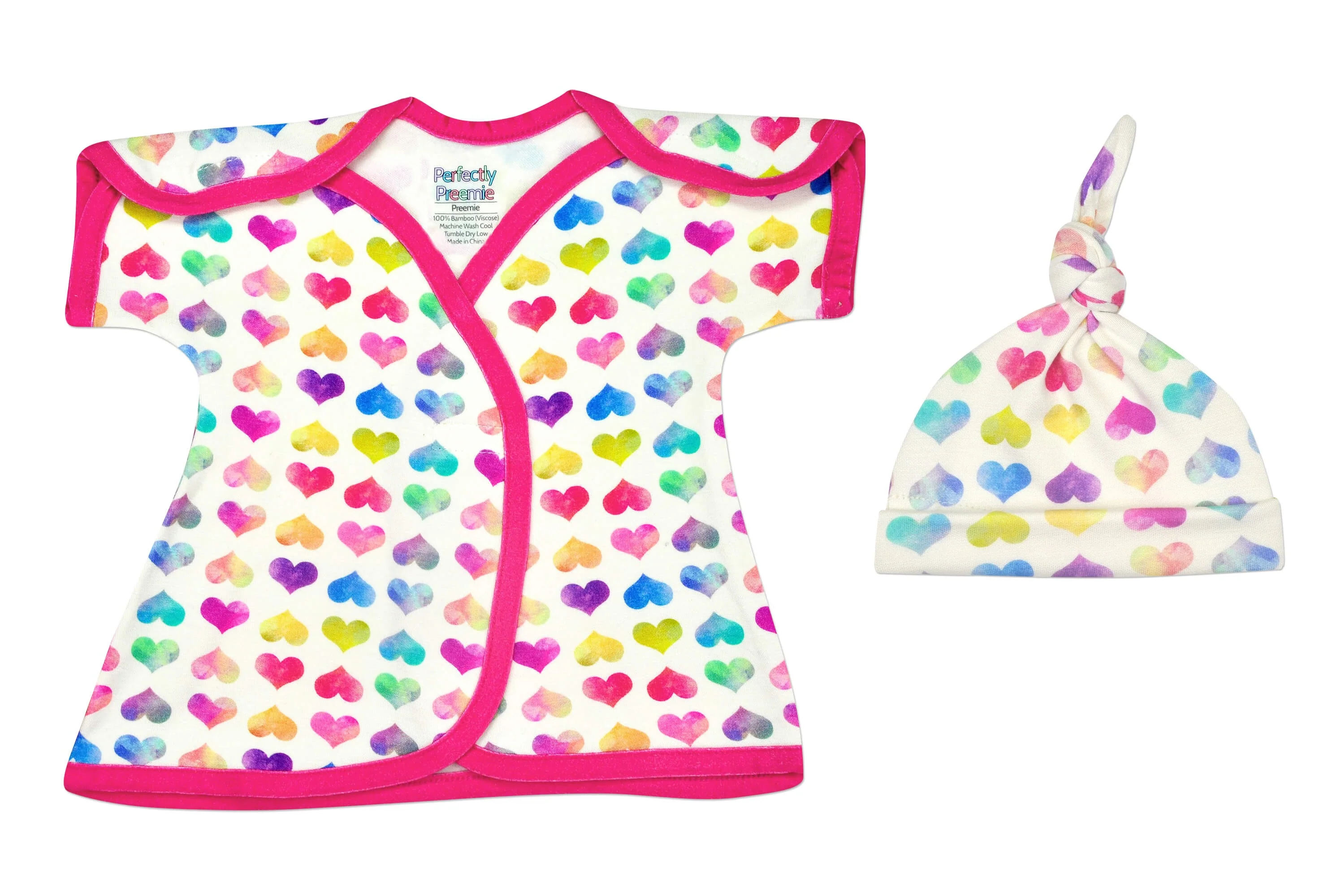Colorful Hearts Bamboo NICU Dress - Image 3
