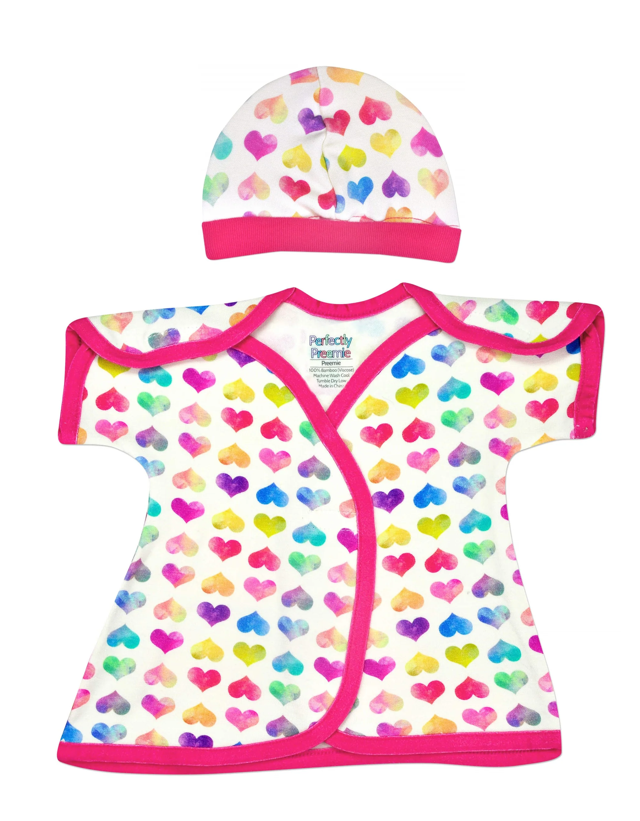 Colorful Hearts Bamboo NICU Dress - Image 5