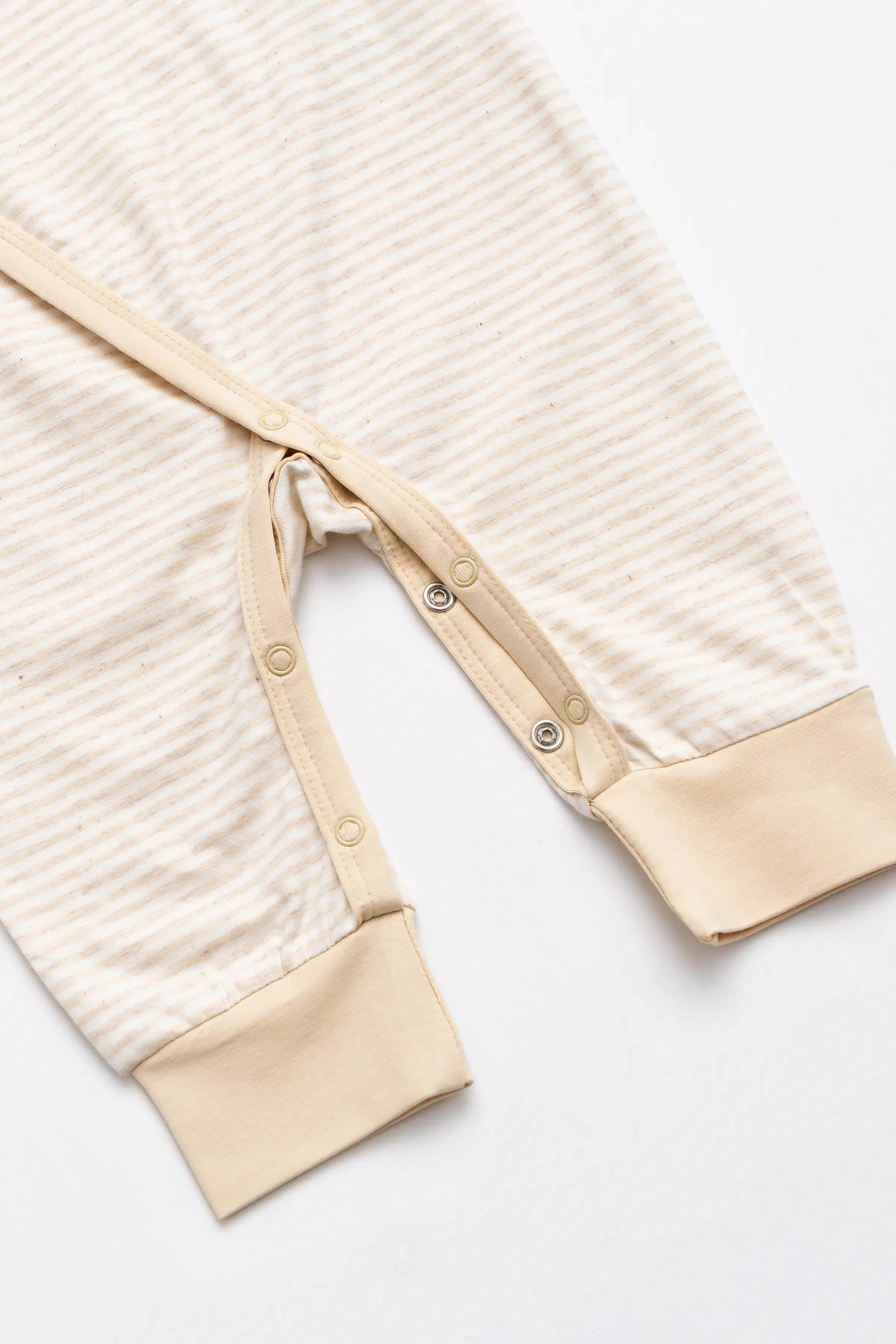 Cream Heather Stripe Organic Kimono Tie One-Piece - Image 3