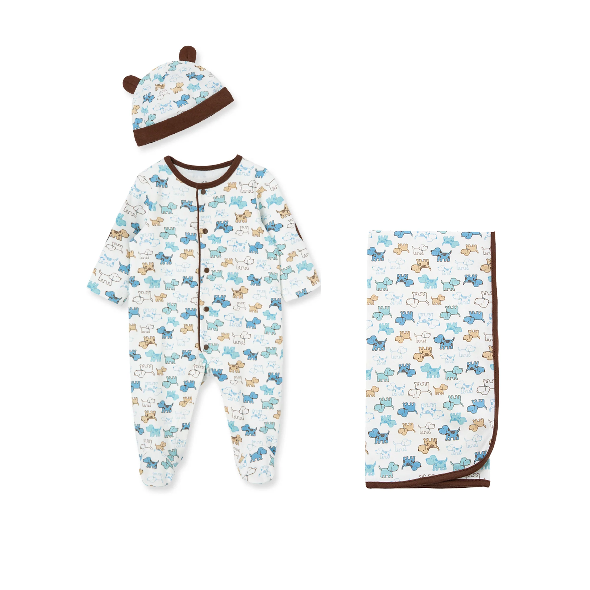 Cute Puppies Snap Footie & Hat Set - Image 4