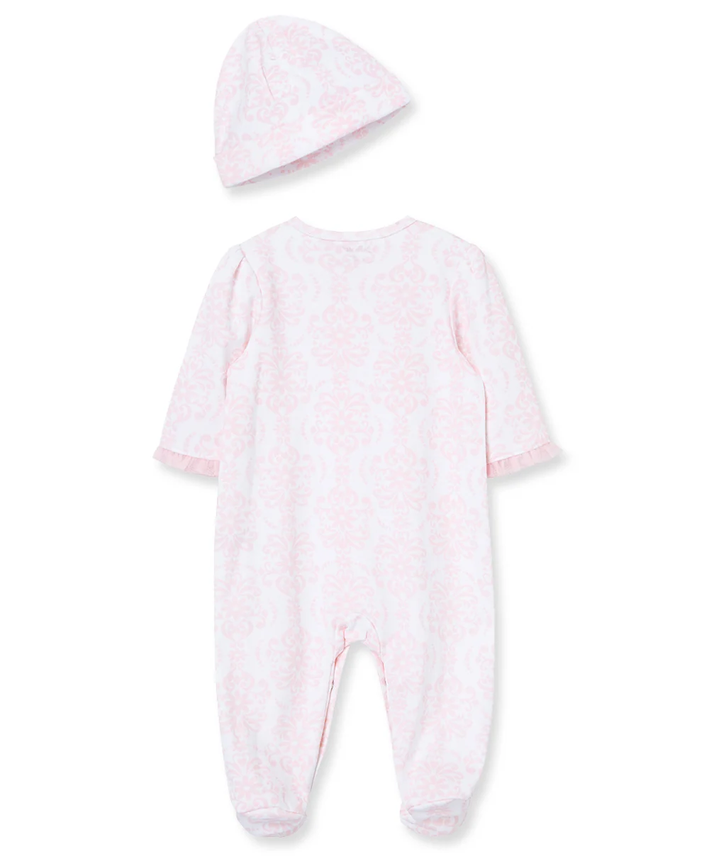 Damask Scroll Snap Footie & Hat Set - Image 3