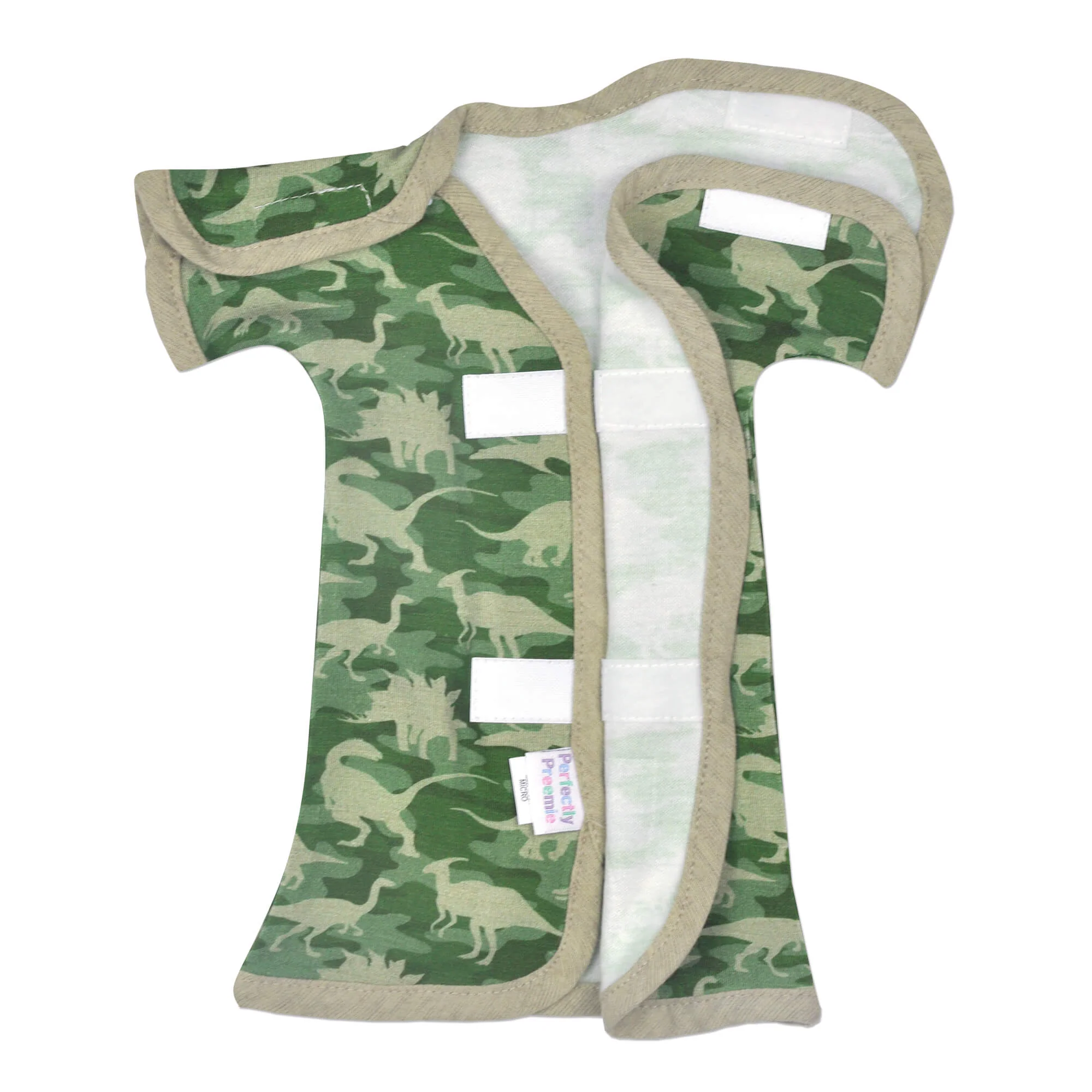 Dino Camo Bamboo Khaki NICU Gown - Image 2