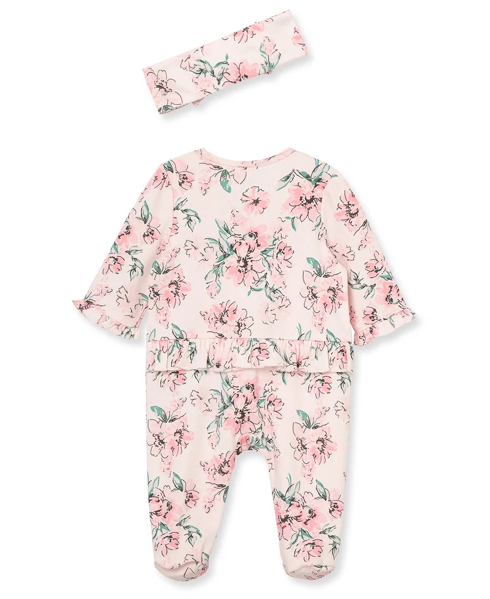 Dream Floral Zip Footie & Headband Set - Image 3