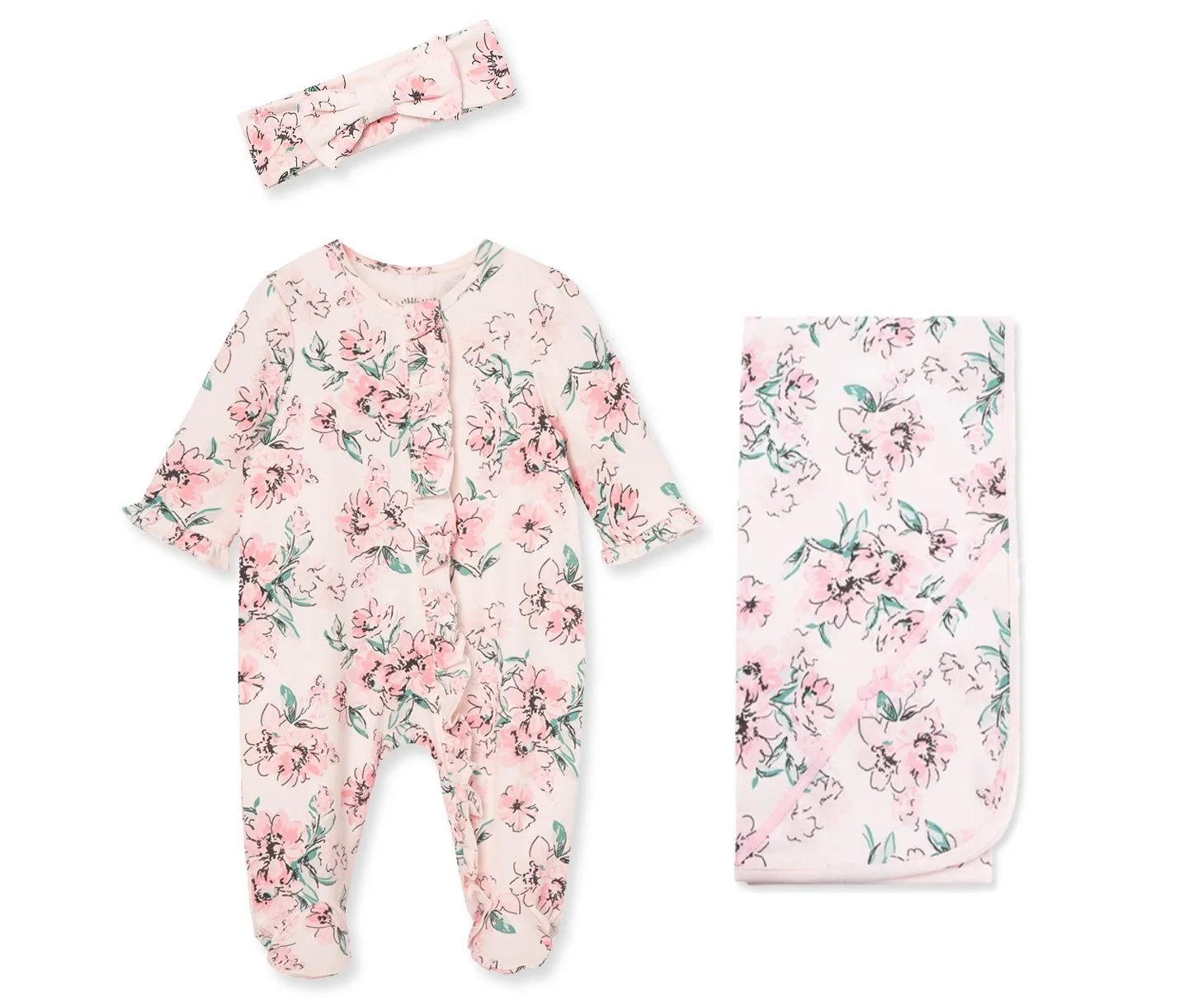Dream Floral Zip Footie & Headband Set - Image 4