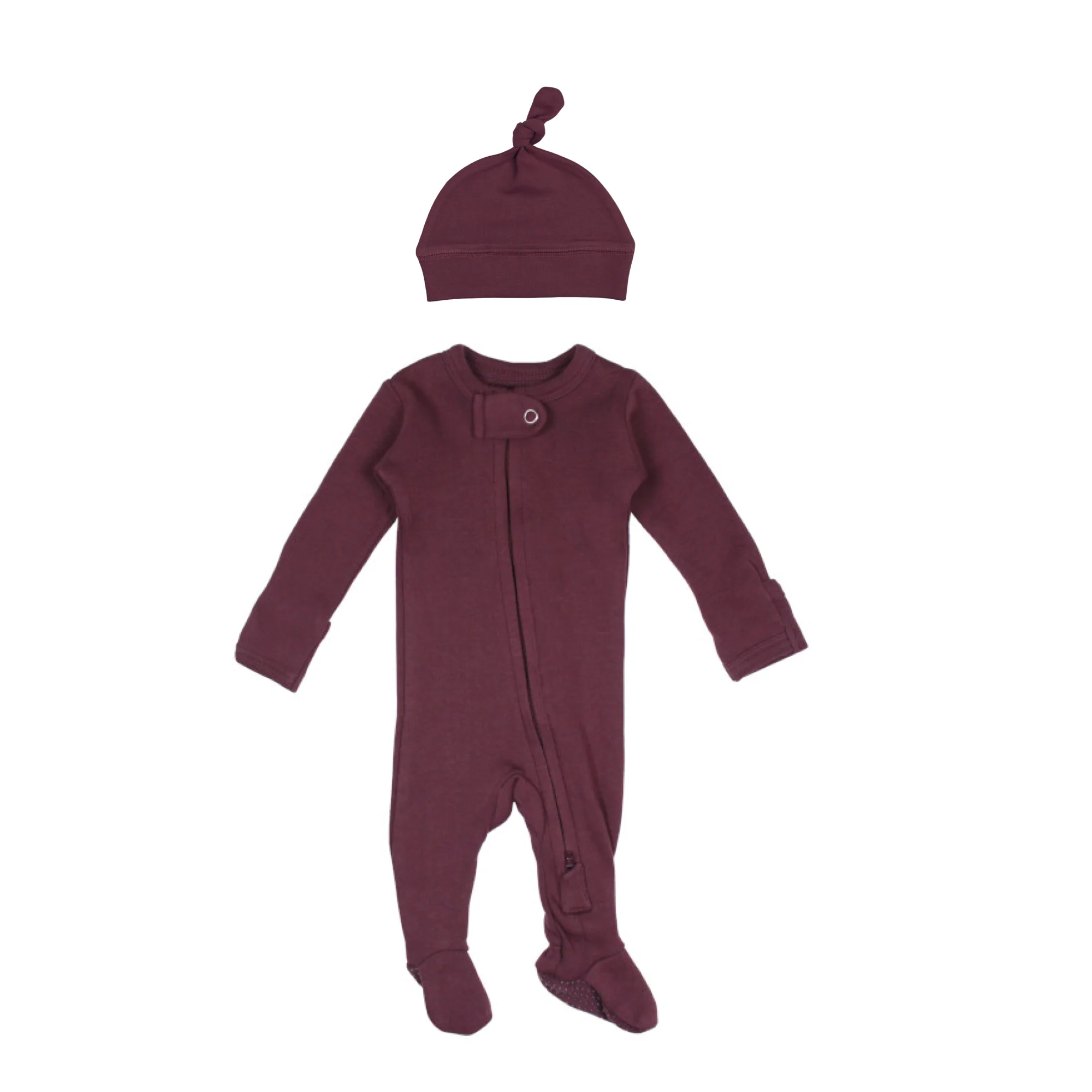 Eggplant Organic 2-Way Zipper Footie - Image 2