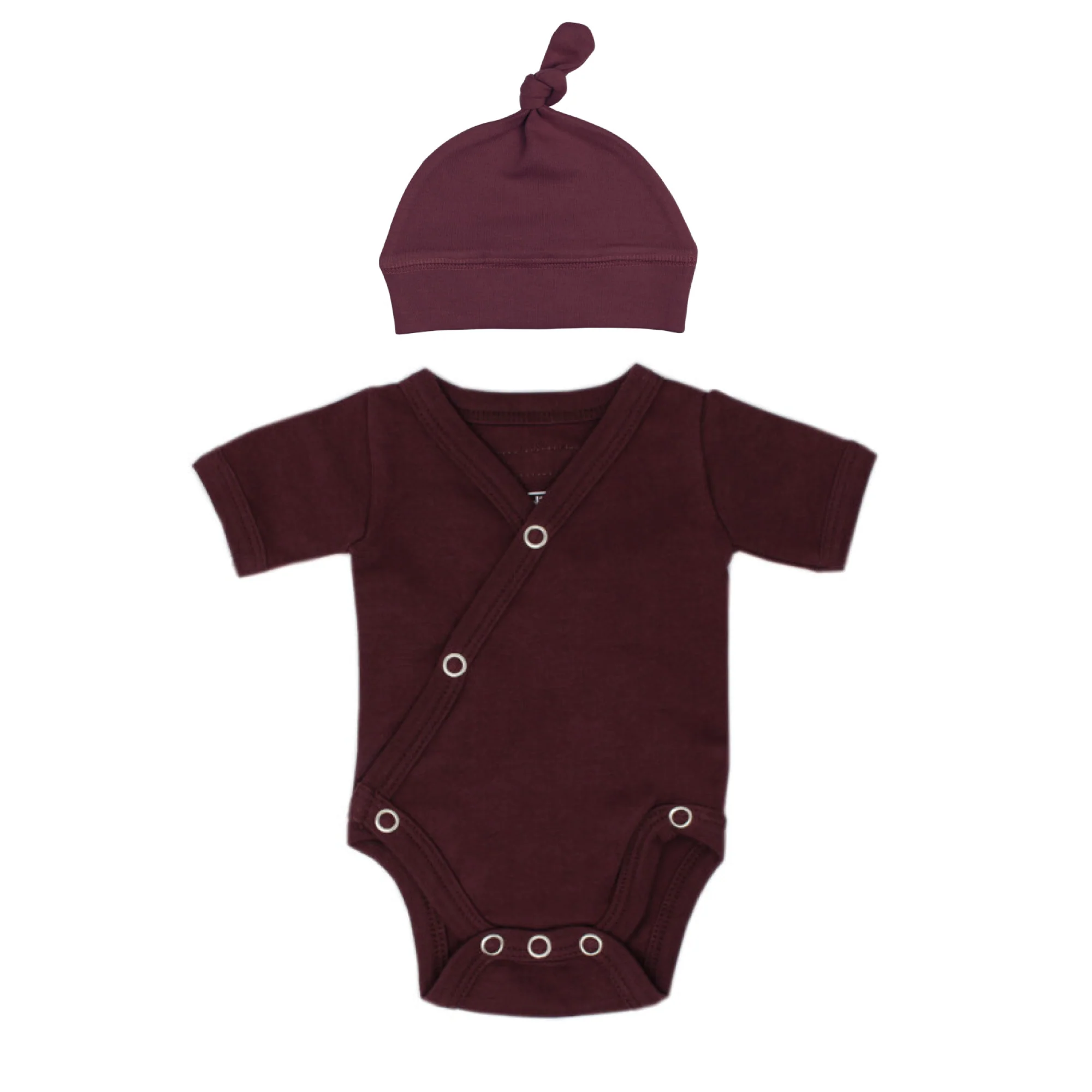 Eggplant Organic Short Sleeve Kimono Bodysuit - Image 2