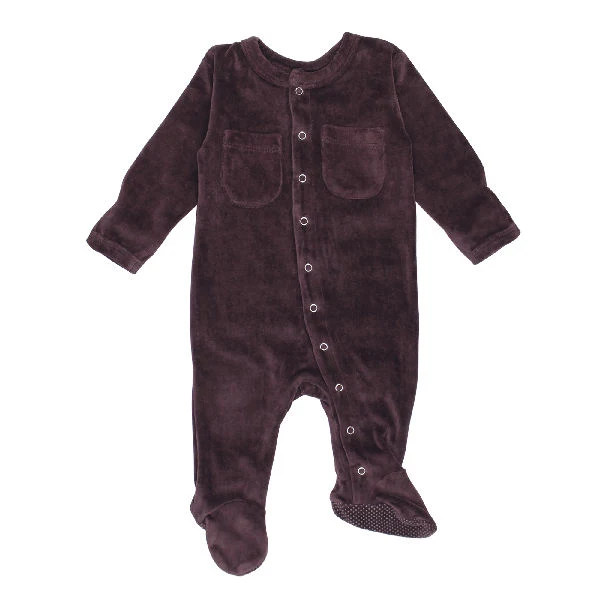 Eggplant Organic Velour Footie