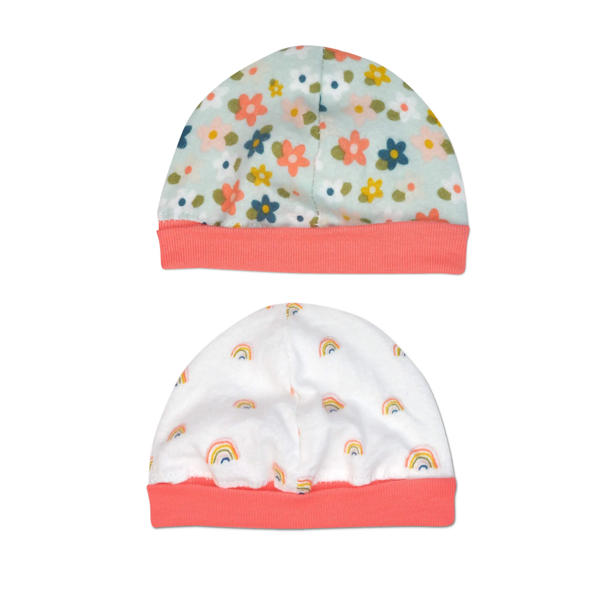 Floral Rainbows 2PK Flannel Cap Set