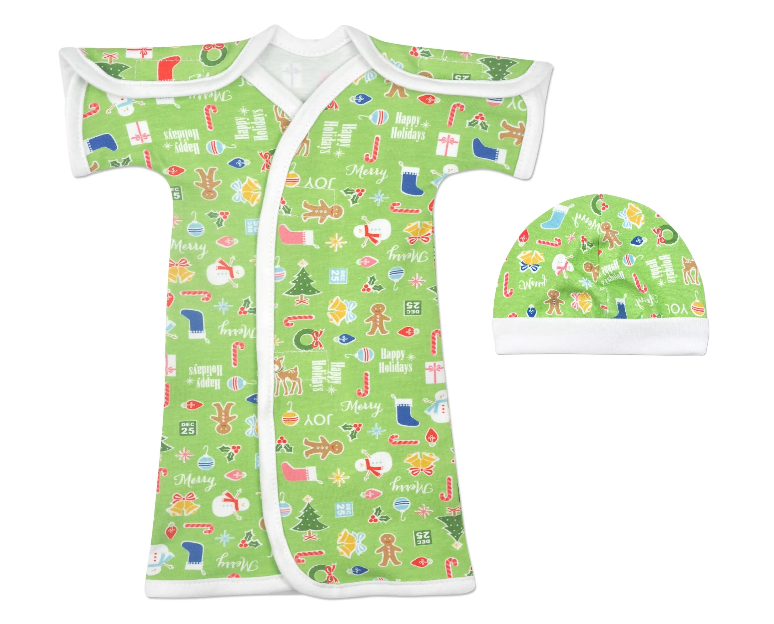 Happy Holiday Green NICU Gown - Image 3