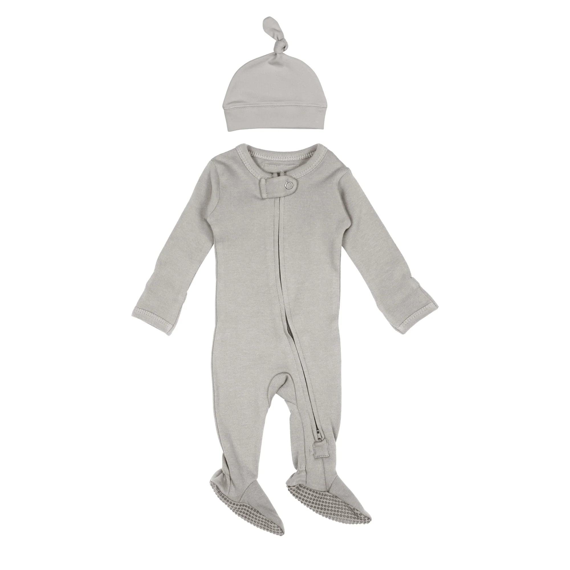 Light Gray Organic 2-Way Zipper Footie - Image 3