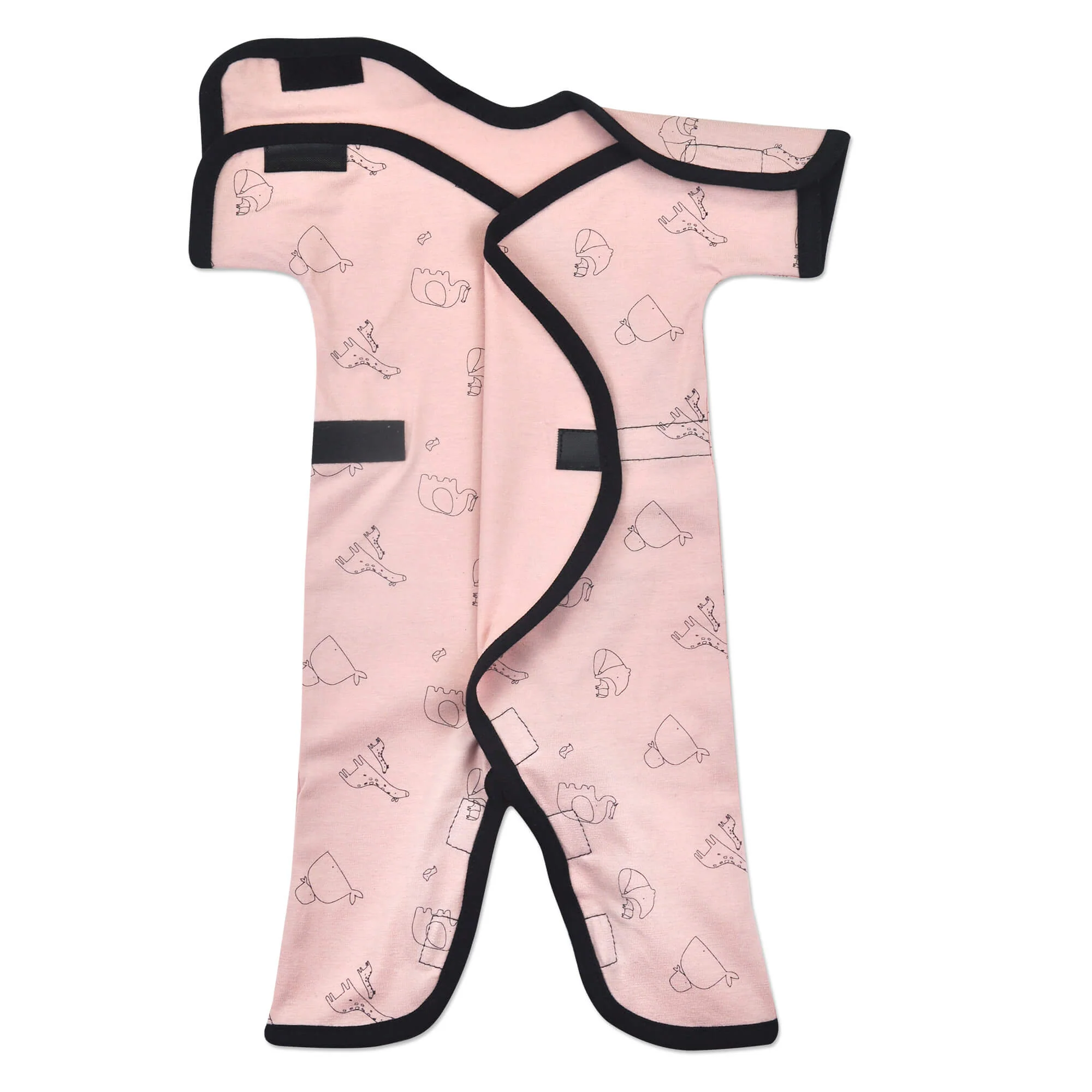 Little One Pink Stretch Cotton Short Sleeve NIC-Jumpsuit - Image 2