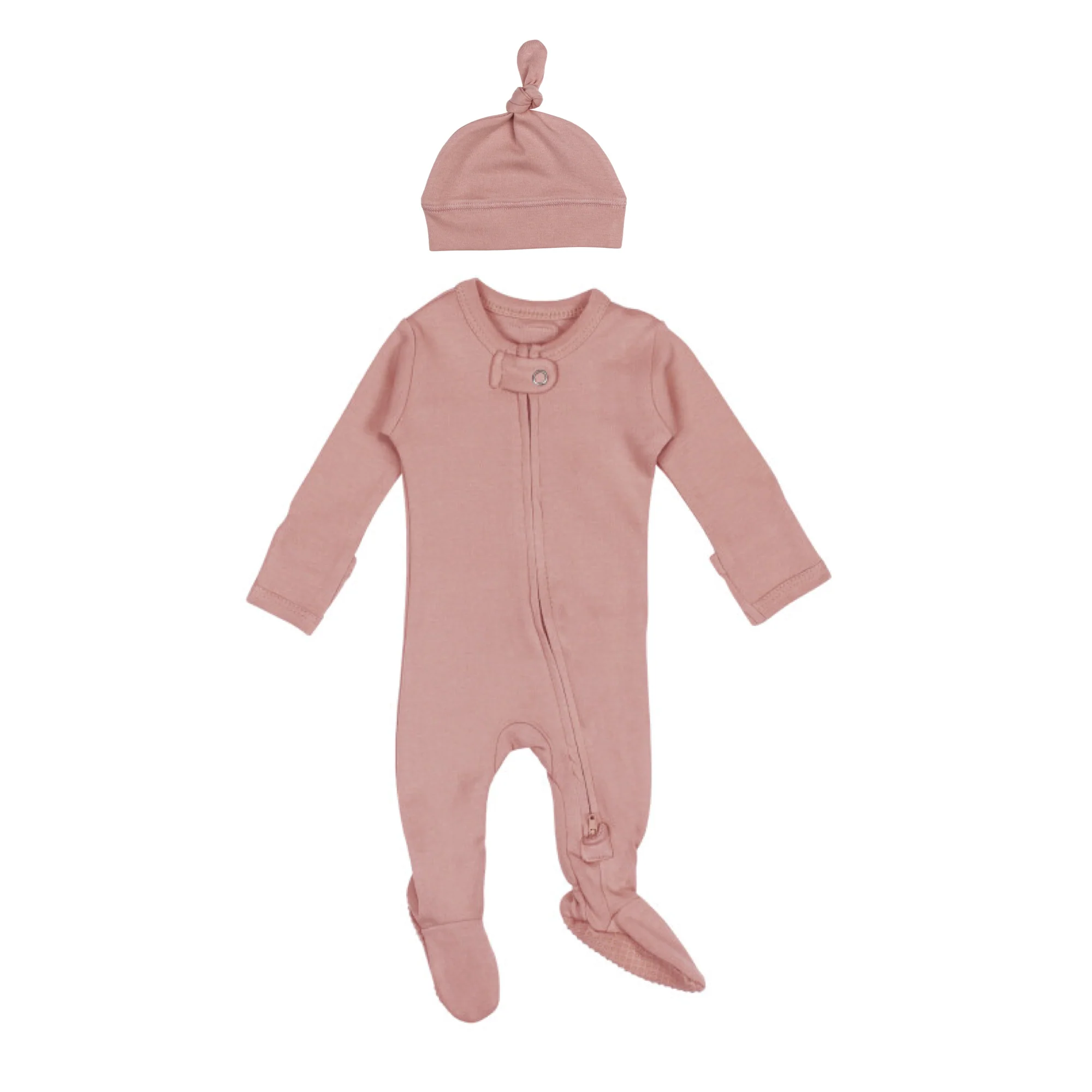 Mauve Organic 2-Way Zipper Footie - Image 2