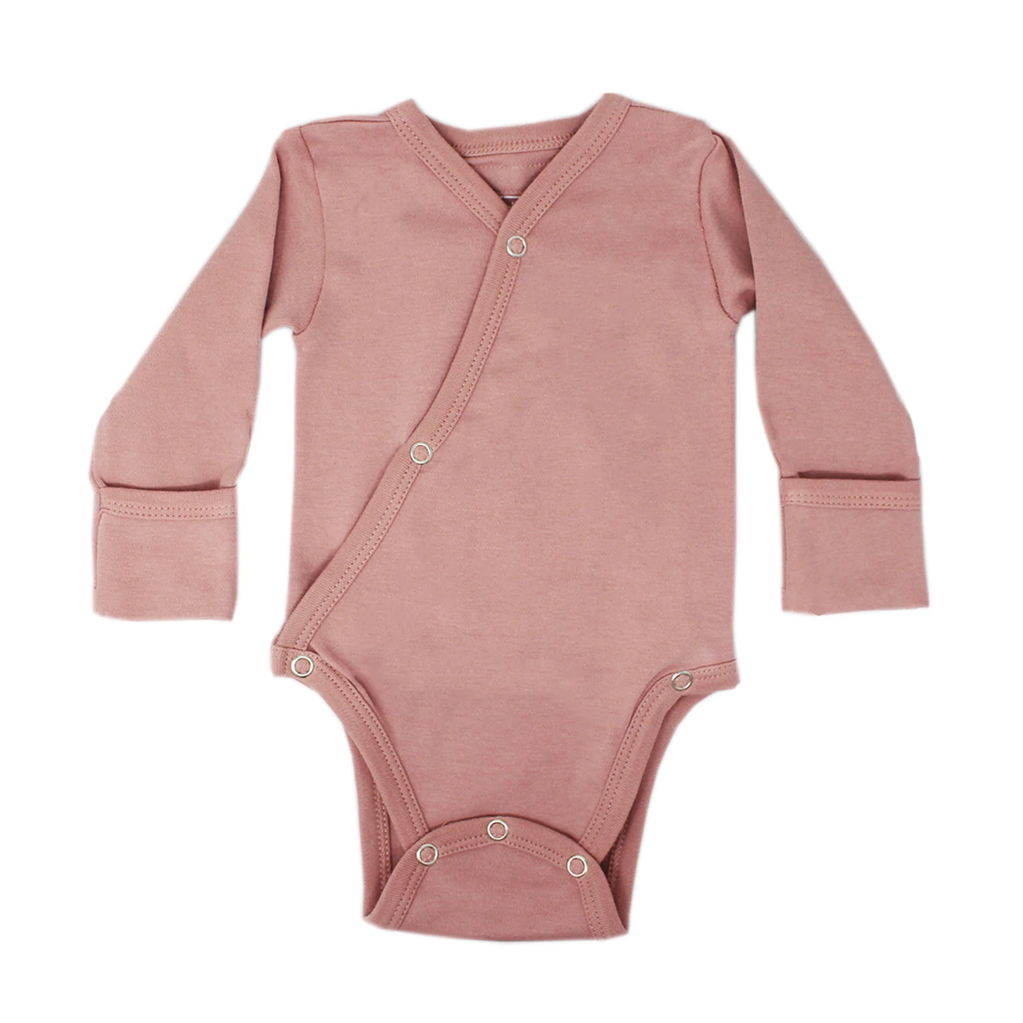 Mauve Organic Long Sleeve Kimono Bodysuit
