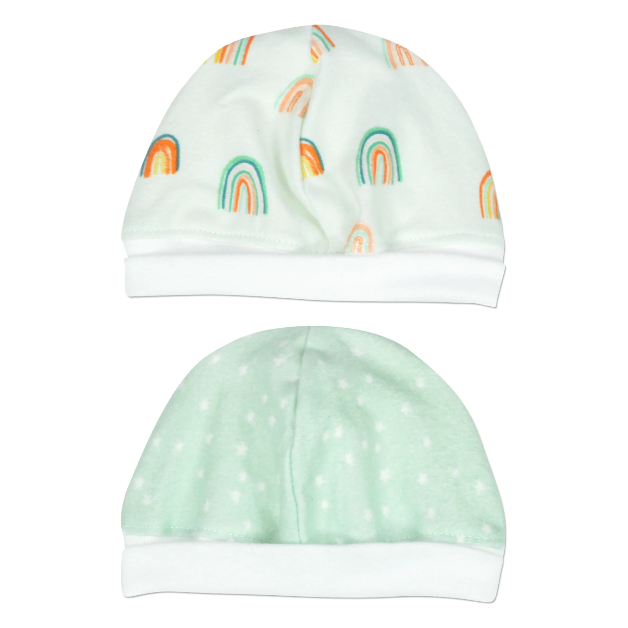 Mint Rainbow 2PK Flannel Cap Set