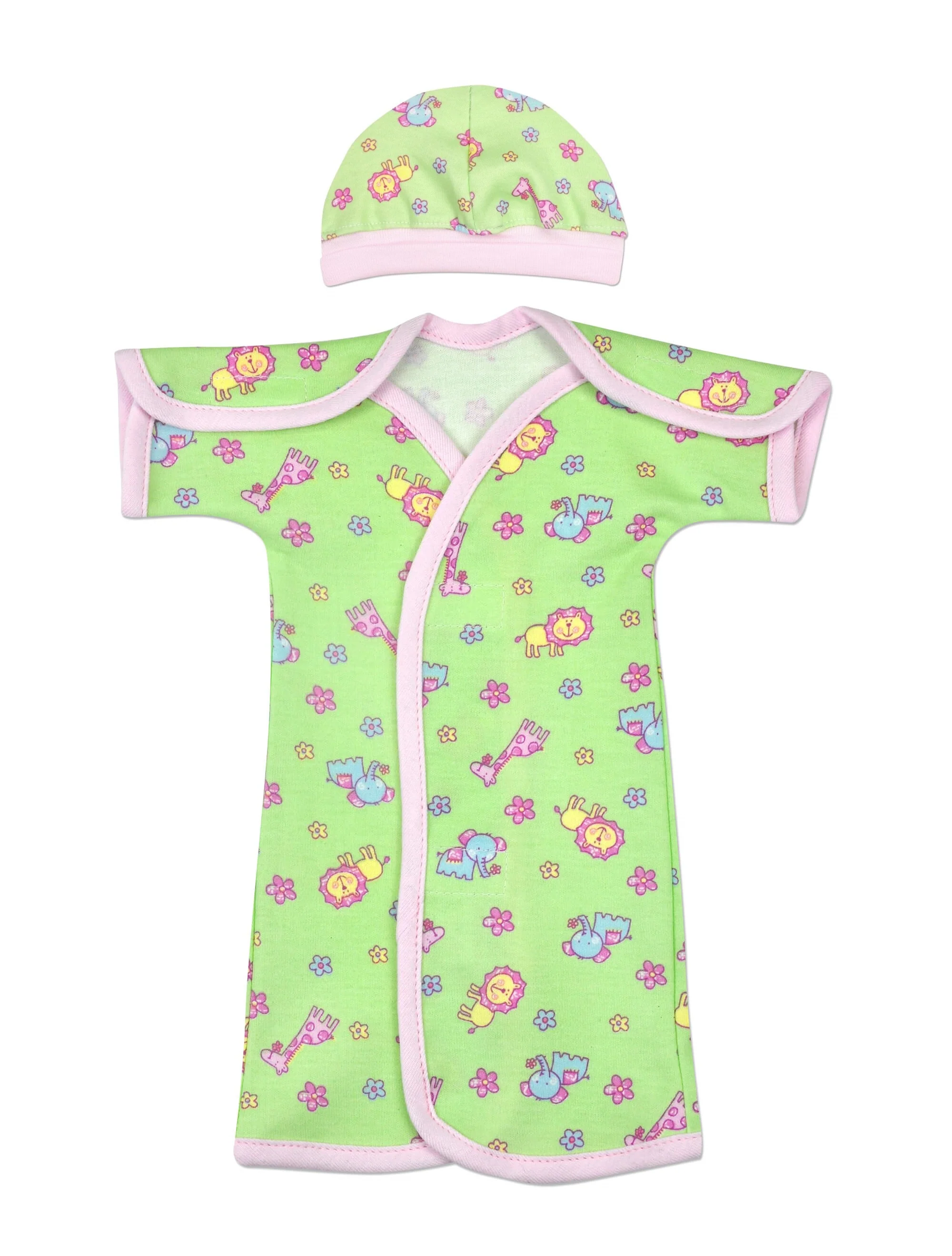 Mint Safari Short Sleeve Cotton NICU Gown - Image 3