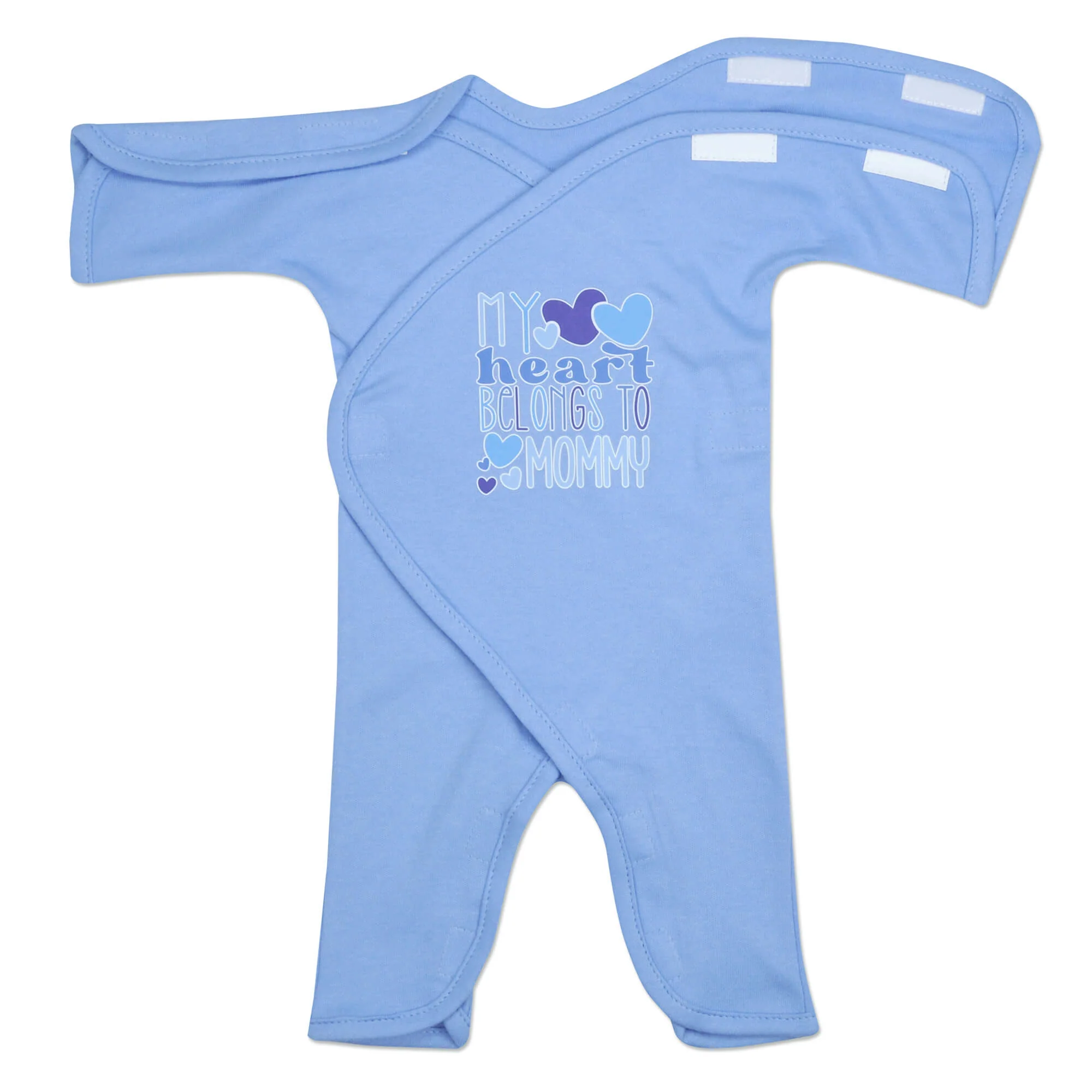 "My Heart Belongs to Mommy" Blue Cotton Long Sleeve NIC-Jumpsuit - Image 2