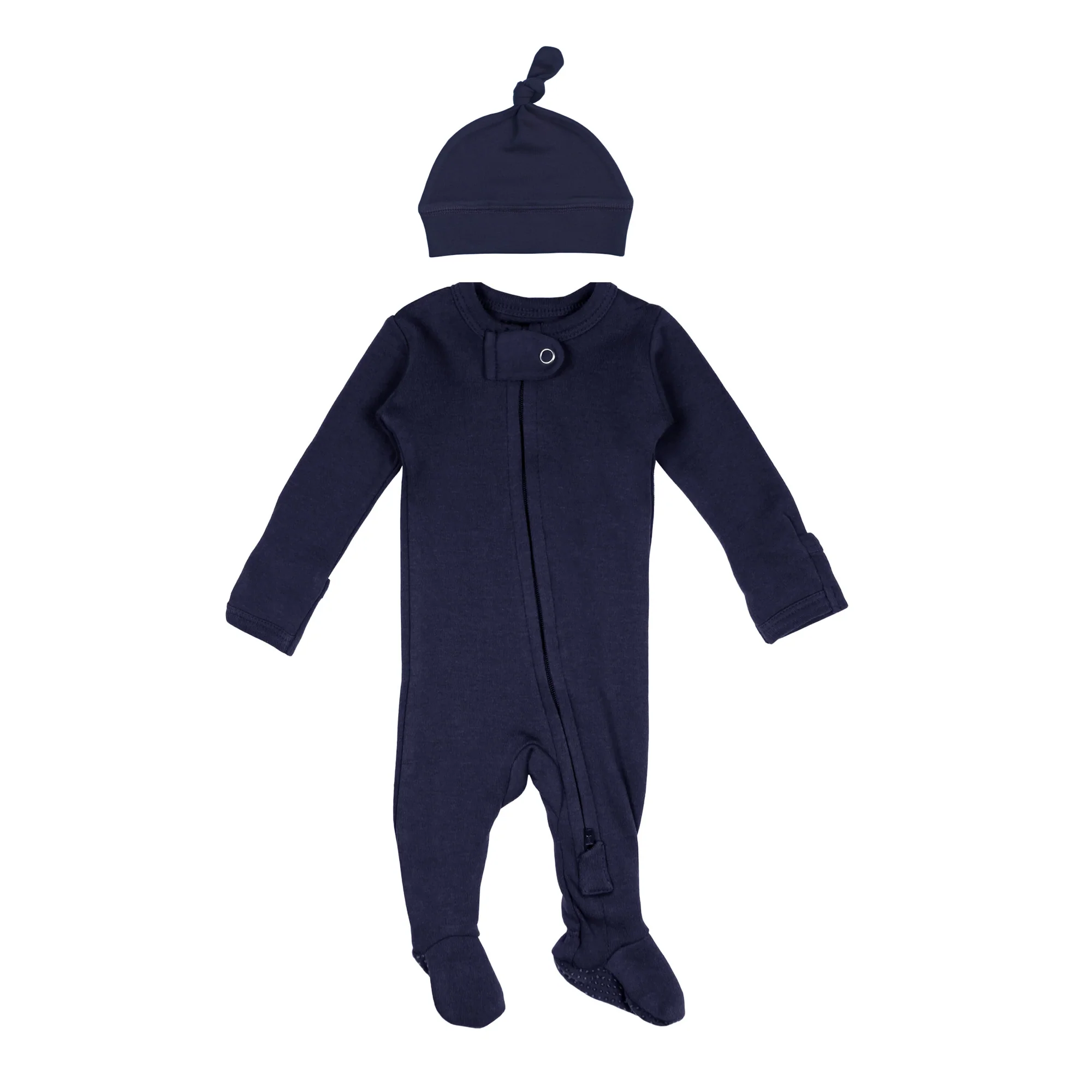 Navy Organic 2-Way Zipper Footie - Image 3