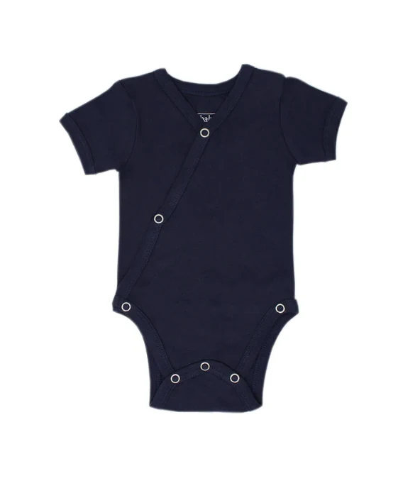 Navy Organic Short Sleeve Kimono Bodysuit