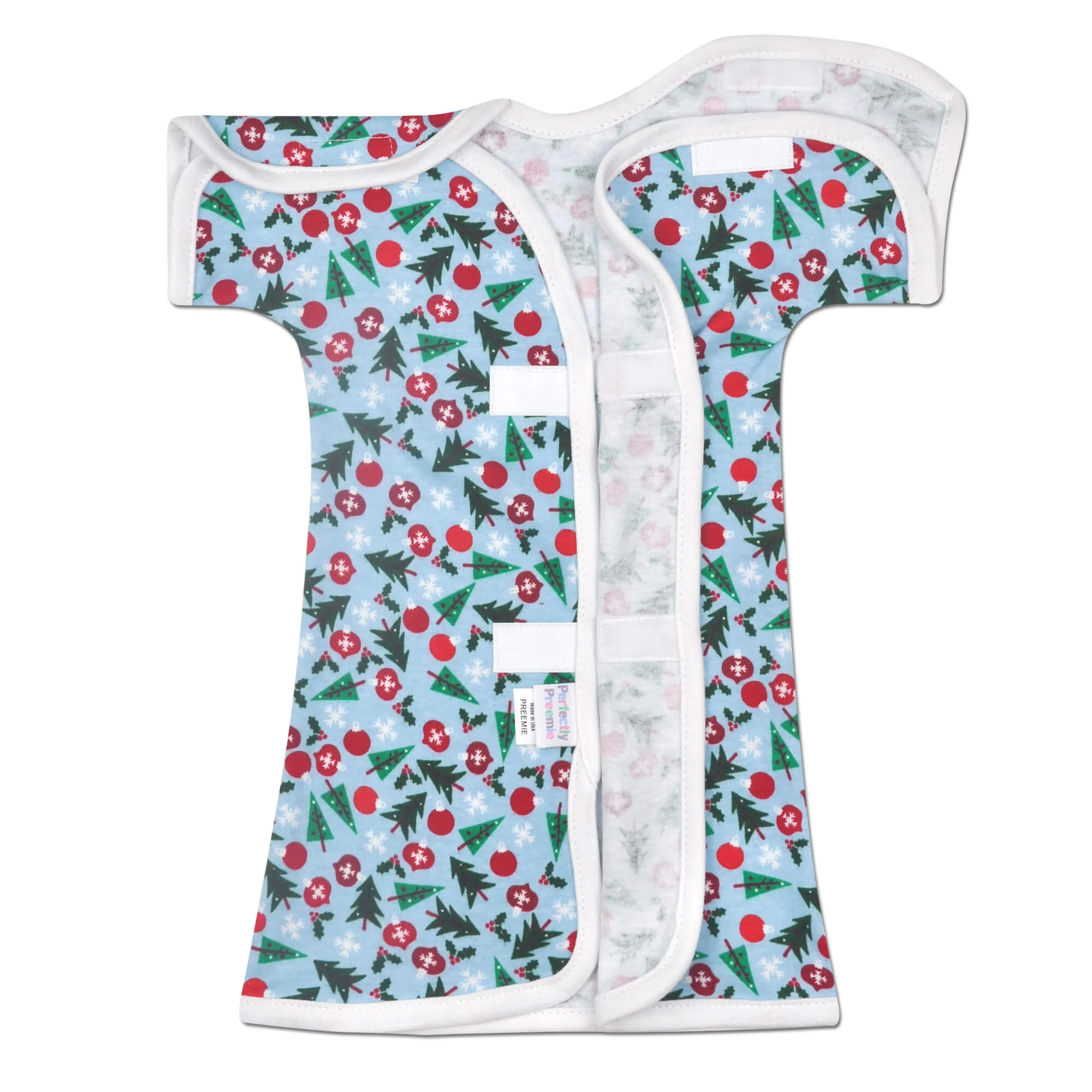 Christmas Tree White Cotton NICU Gown - Image 2
