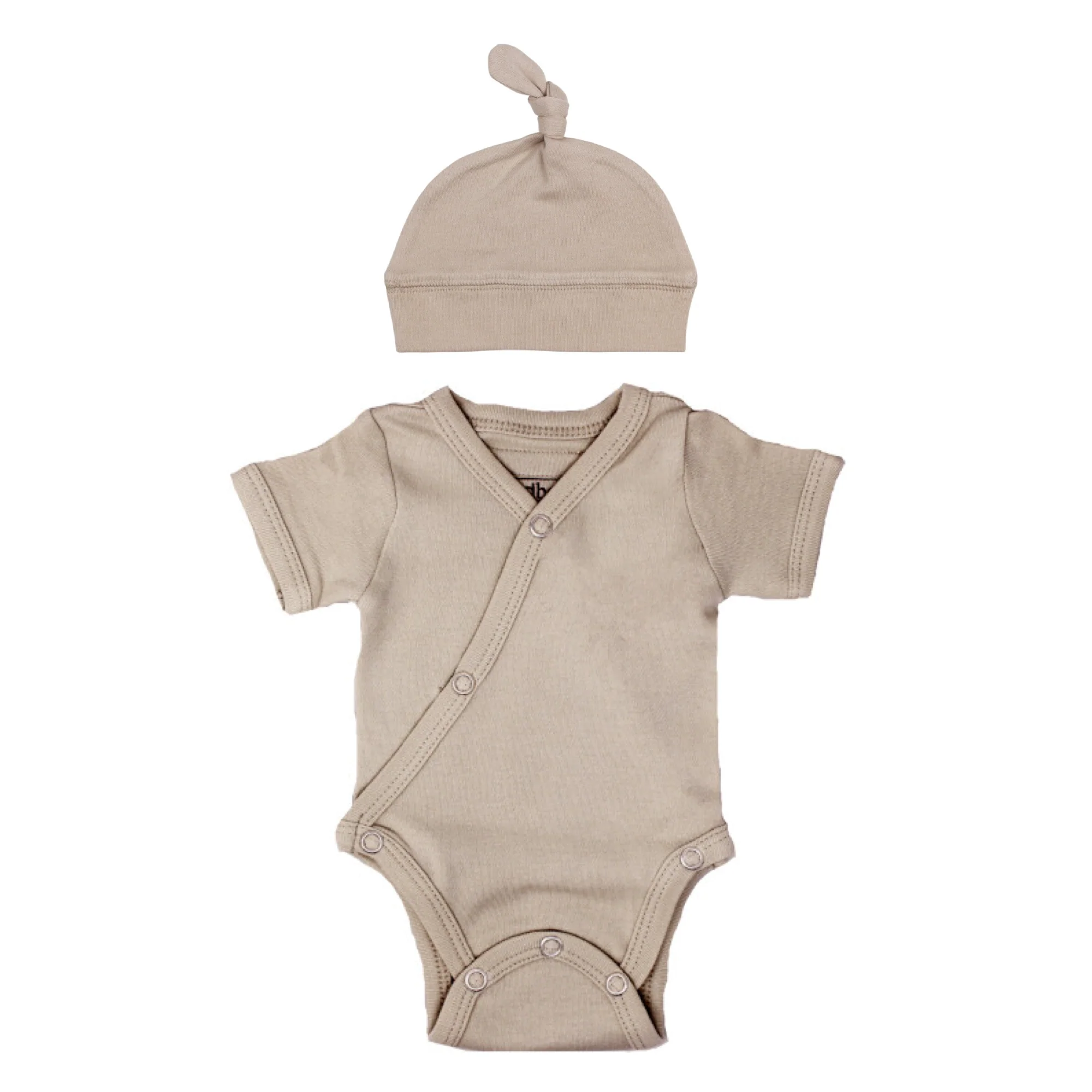 Oatmeal Organic Short Sleeve Kimono Bodysuit - Image 2