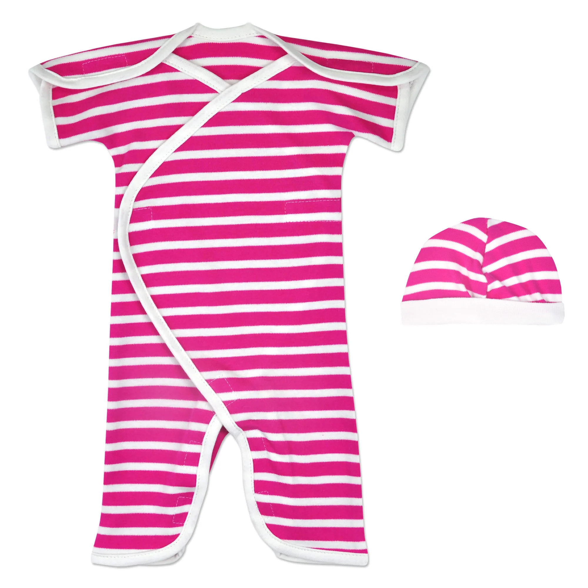 Pink Stripe Organic Short Sleeve NIC-Jumpsuit - Image 3