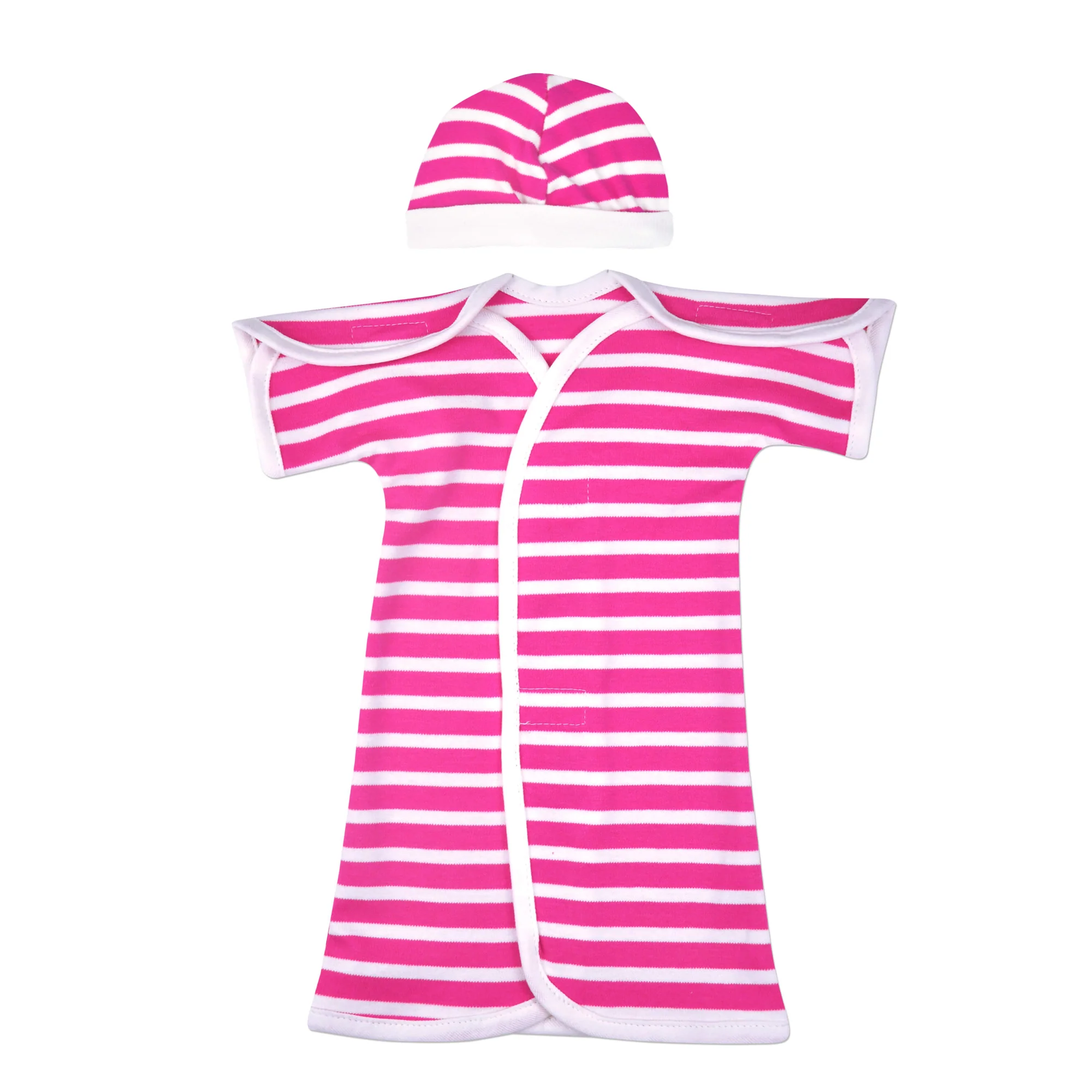 Pink Stripe Organic NICU Gown - Image 4