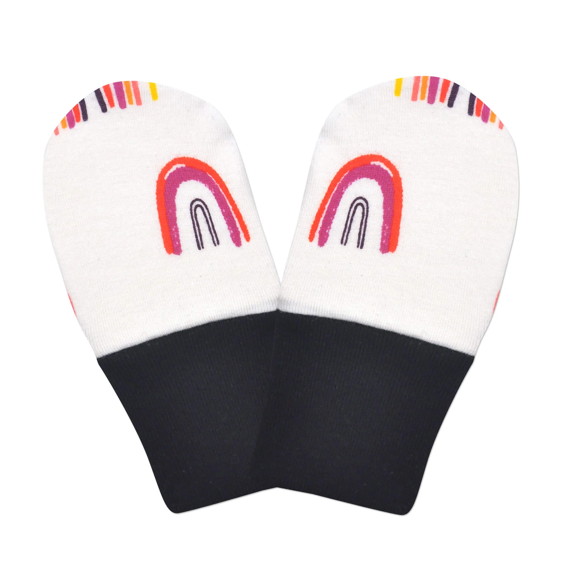 Rainbow Black Mittens