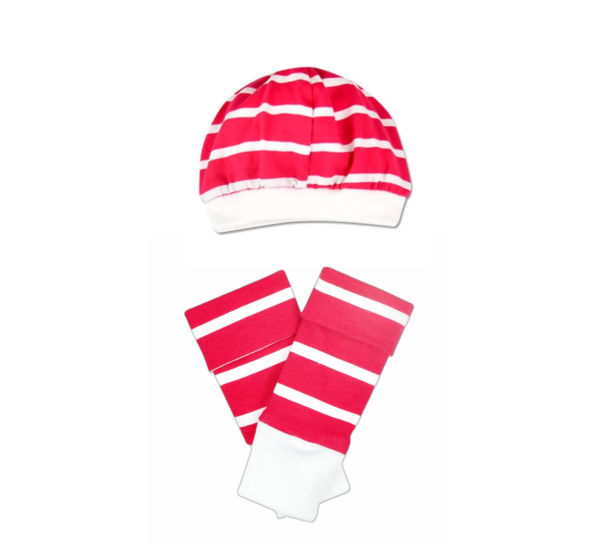 Red Stripe Hat & Leg Warmer Set