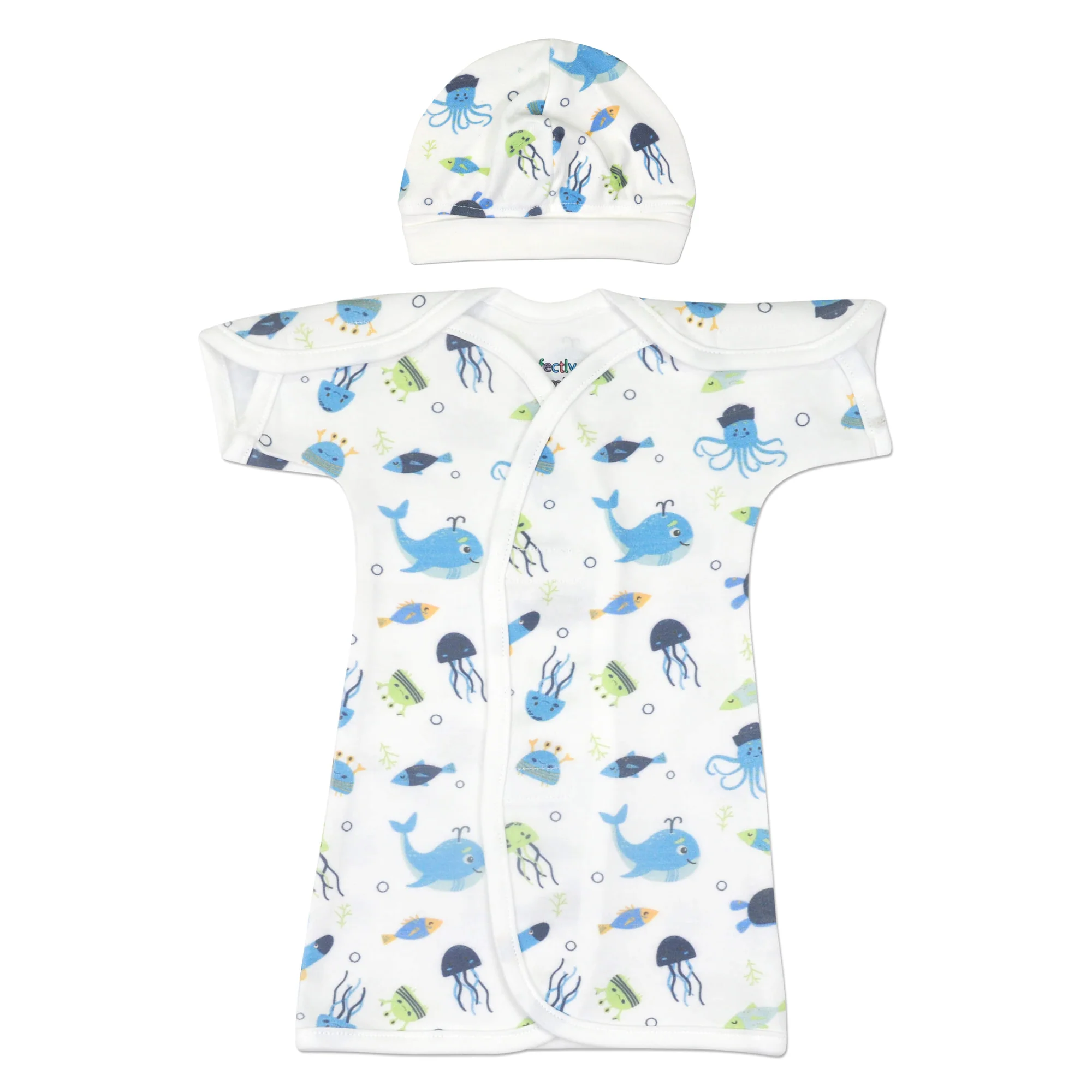 Sea Life Cotton NICU Gown - Image 4