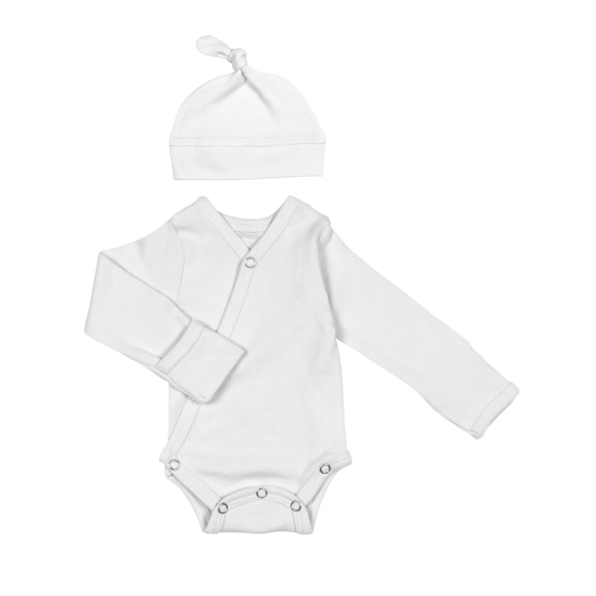 White Organic Long Sleeve Kimono Bodysuit - Image 4